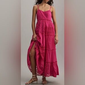 NWT Anthropologie Bhanuni by Jyoti Patchwork Lace Tiered Midi Dress Size S